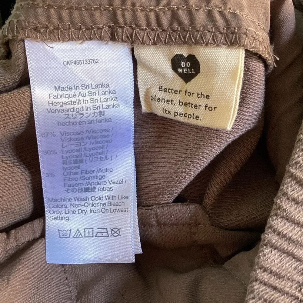 Madewell Size XS Drapeweave Carly Wide Leg Pull On Pants Castle Rock Light Brown